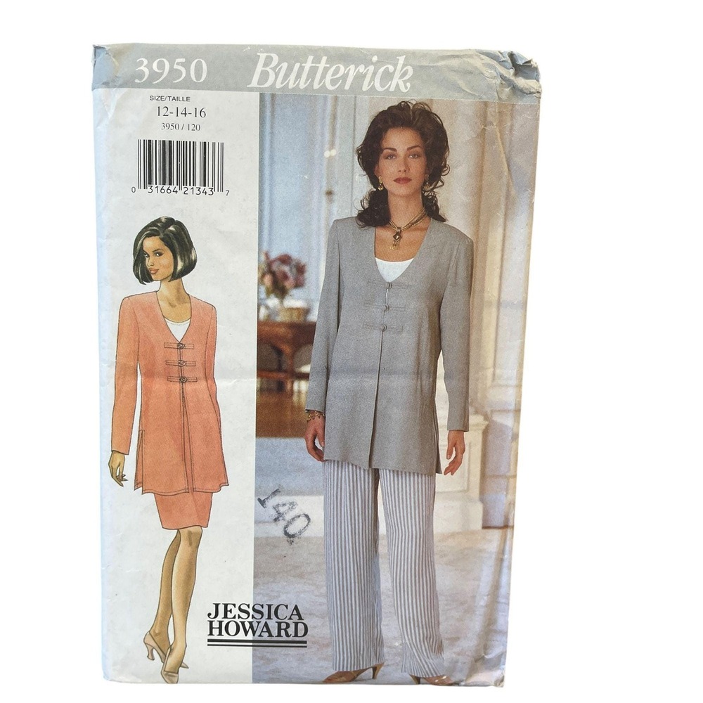 Butterick Sewing Pattern Misses 12-16 3950 Tunic Top Skirt Pants 90s Vintage